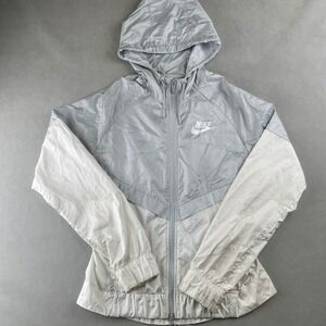 Nike Sportswear Windrunner Lightweight Hooded Jacket Windbreaker Silver White XS